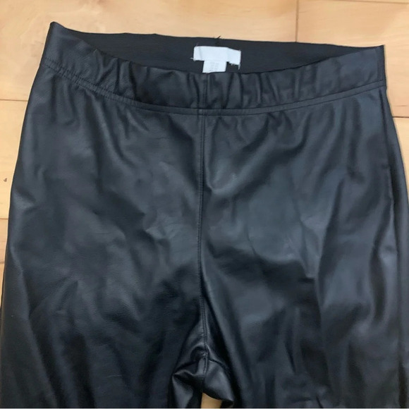 H&M Black Pleather Leggings Pants Womens Size 10 Vegan Leather Biker Grunge - Picture 3 of 6
